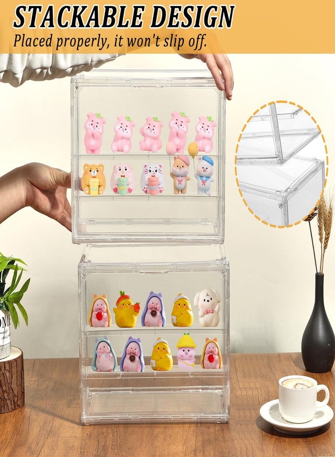 YEXEXINM 2 Pack 3 Layer Adjustable Figure Display Case, Acrylic Display Case for Collectibles,Clear Acrylic Display Case Stackable Display Box Showcase with Magnetic Door for Action Figures, Funko - Image 4